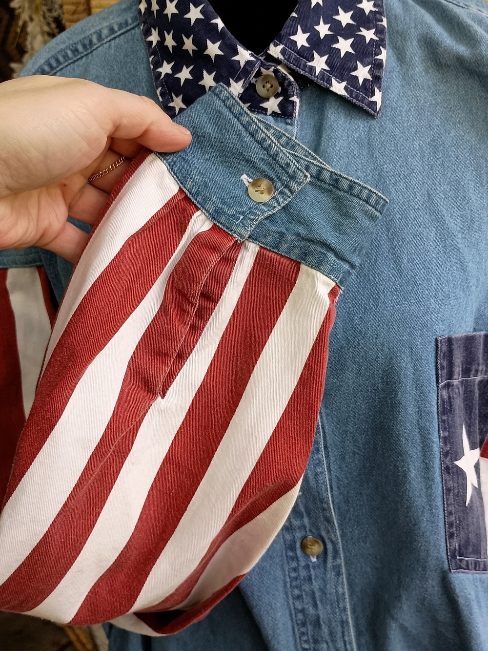 Vintage Quizz New York Texas Flag Button-Up_22 - Picture 2 of 6